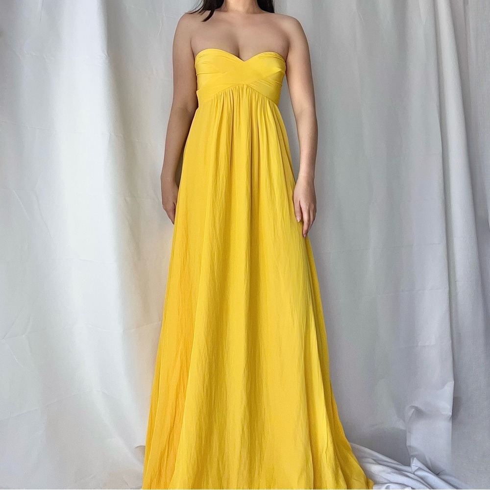 Ramy Brook Yellow Evening Strapless Dress